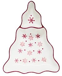 Euro Ceramica Winterfest Chip & Dip Tree Platter