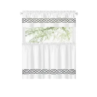 Kate Aurora Pacifico Complete 3 Piece Rod Pocket Embroidered Tier & Valance Kitchen Curtain Set