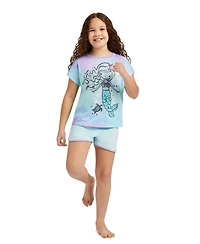 Jellifish Kids Big Girls 3-Piece Pajama Set Sleepwear, Short Sleeve Top with Long Pants and Matching Shorts Pj