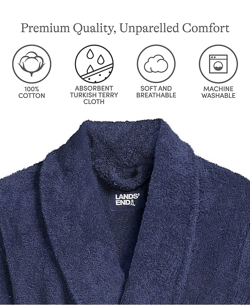 Lands' End Men's Calf Length Turkish Terry Robe