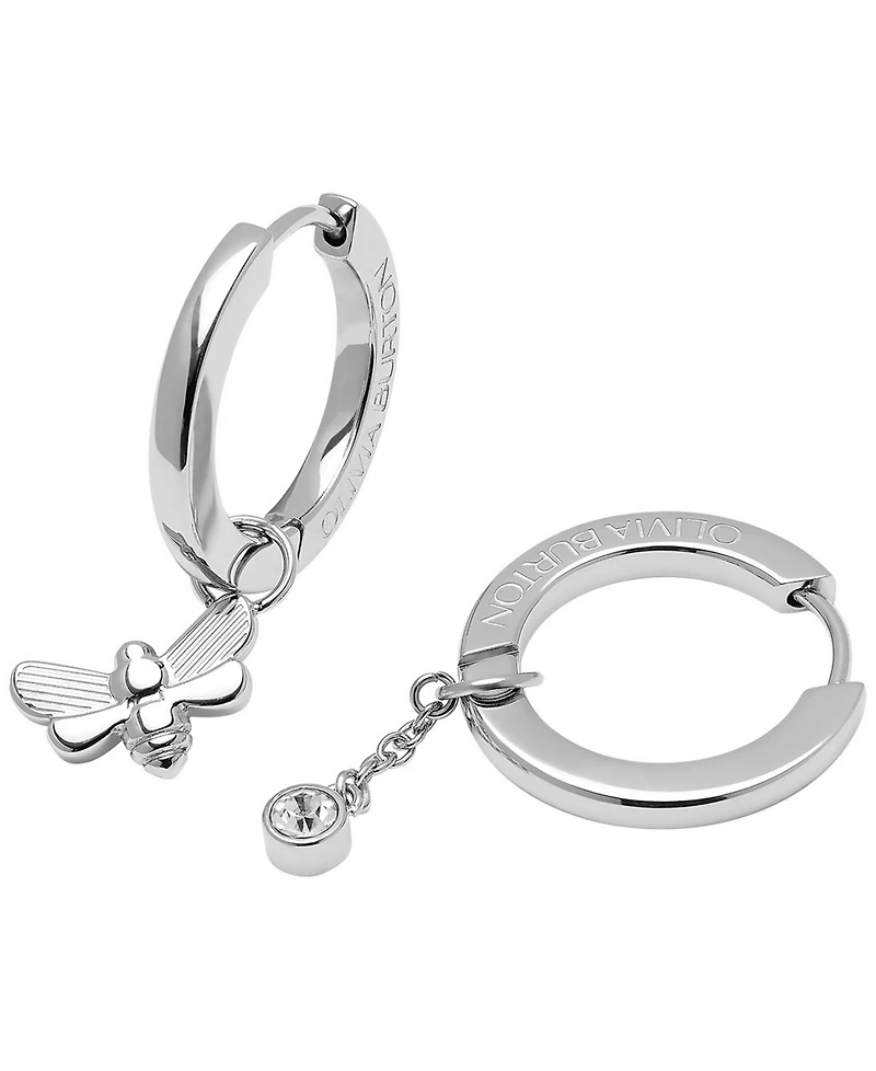 Olivia Burton Signature Multi Charm Silver-Tone Huggies Earring Set