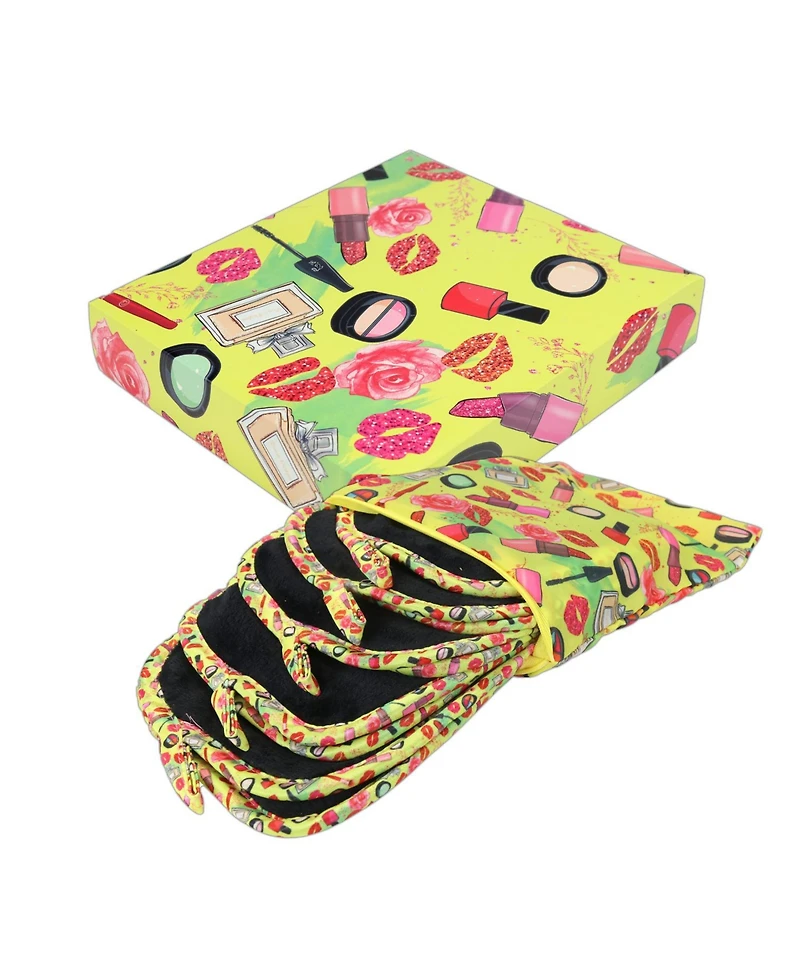 Decorative Microfiber Makeup Remover Cloths (Pack of 5, Design Options), Soft Coral Fleece Reusable Towels with a Travel Bag, Facial Wash Cloth