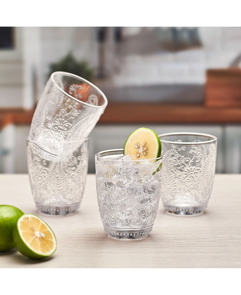 Fitz and Floyd Maddi 10-oz Double Old Fashioned Glasses 4-Piece Set