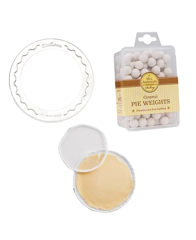 Mrs. Anderson's Baking Pie Crust Protector Shield, Pie Weights, and Easy Crust Maker, For 9.5" and 10" Pies