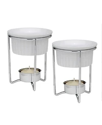 Maine Man Set of 2 Ceramic Butter Warmer Ramekins with Chrome-Plated Steel Wire, 3-Ounce Capacity