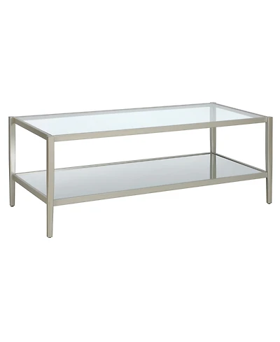Hudson & Canal Hera 45" Wide Metal Rectangular Coffee Table with Mirror Shelf