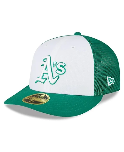 Men's New Era White, Green Oakland Athletics 2023 On-Field Batting Practice Low Profile 59FIFTY Fitted Hat