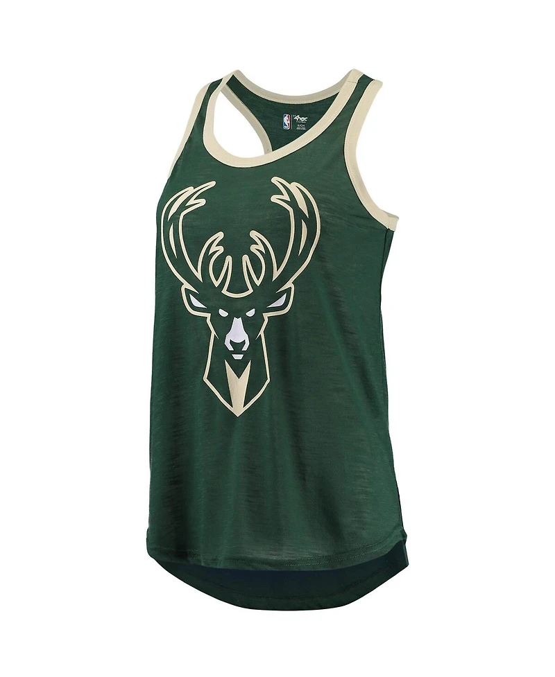 Women's G-iii Sports by Carl Banks Hunter Green Milwaukee Bucks Showdown Scoop-Neck Racerback Tank Top