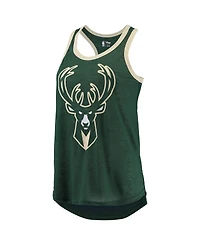Women's G-iii Sports by Carl Banks Hunter Green Milwaukee Bucks Showdown Scoop-Neck Racerback Tank Top