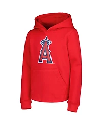 Big Boys and Girls Red Los Angeles Angels Team Primary Logo Pullover Hoodie