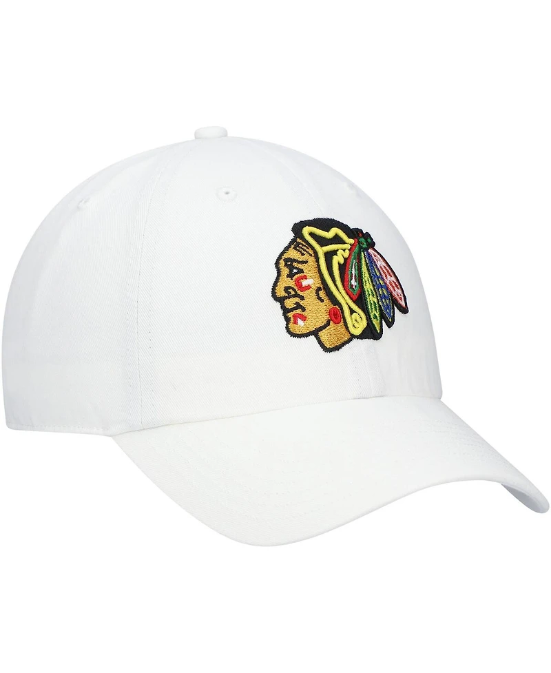 Men's '47 Brand White Chicago Blackhawks Team Clean Up Adjustable Hat
