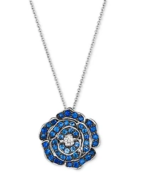 Le Vian Denim Ombre (7/8 ct. t.w.) & Nude Diamond (1/20 ct. t.w.) Flower Pendant Necklace in 14k White Gold, 18" + 2" extender