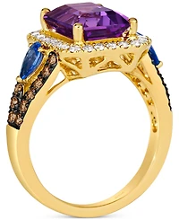 Le Vian Multi-Gemstone (3 ct. t.w.) & Diamond (3/4 ct. t.w.) Halo Statement Ring in 14k Gold