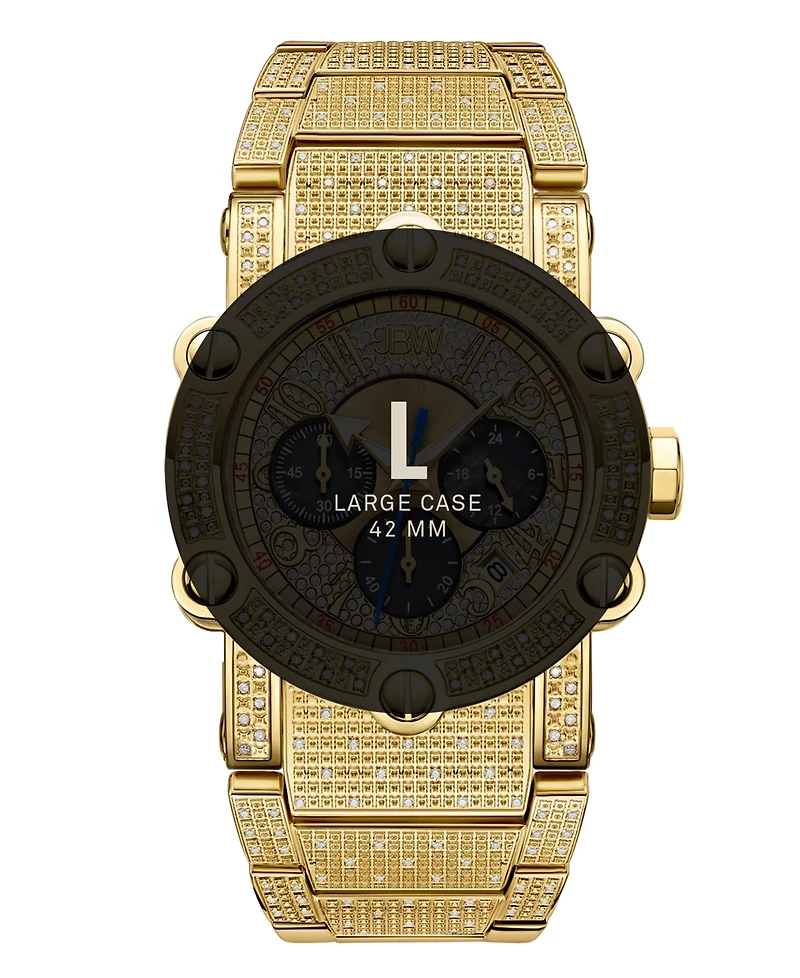 Jbw Men's Luxury Phantom 18k Gold-plated Stainless Steel Bracelet Watch, 42mm