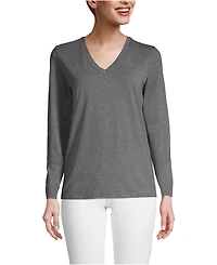 Lands' End Women's Relaxed Supima Cotton Long Sleeve V-Neck T-Shirt
