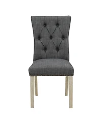 Preston Dining Chair 2-Pack with Antique-like Bronze Nailheads and Brushed Legs Fabric