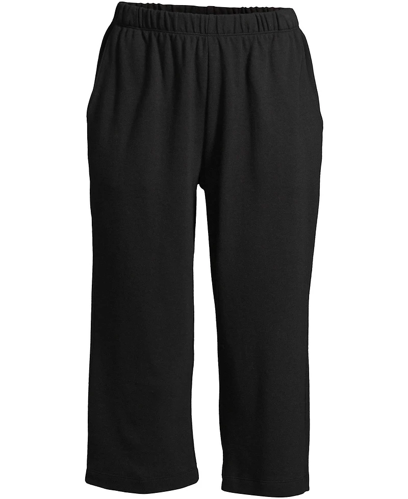 Lands' End Plus Sport Knit High Rise Elastic Waist Pull On Capri Pants