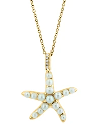 Effy Freshwater Pearl (2-3mm) Starfish 18" Pendant Necklace in 14k Gold