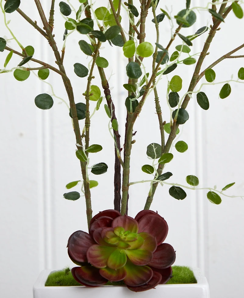 Nearly Natural Night Willow in White Planter