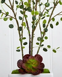 Nearly Natural Night Willow in White Planter