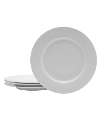 Fitz and Floyd Everyday Whiteware Classic Rim Dinner Plate 4 Piece Set