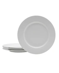 Fitz and Floyd Everyday Whiteware Classic Rim Dinner Plate 4 Piece Set