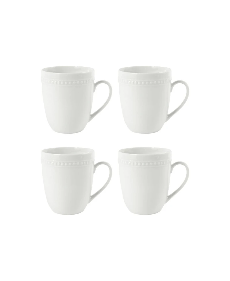 Fitz and Floyd Everyday Whiteware Beaded Mug 4 Piece Set