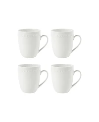 Fitz and Floyd Everyday Whiteware Beaded Mug 4 Piece Set