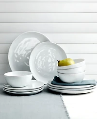 Fitz and Floyd Everyday Whiteware 12 Piece Dinnerware Set, Service for 4