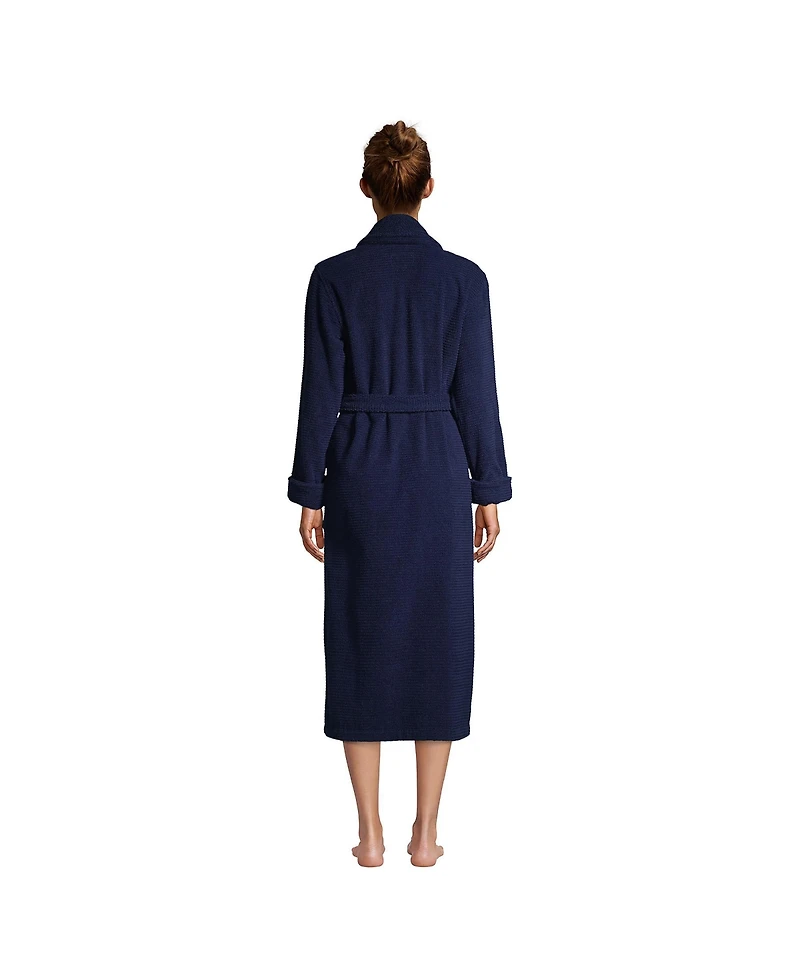 Lands' End Women's Petite Cotton Terry Long Spa Bath Robe