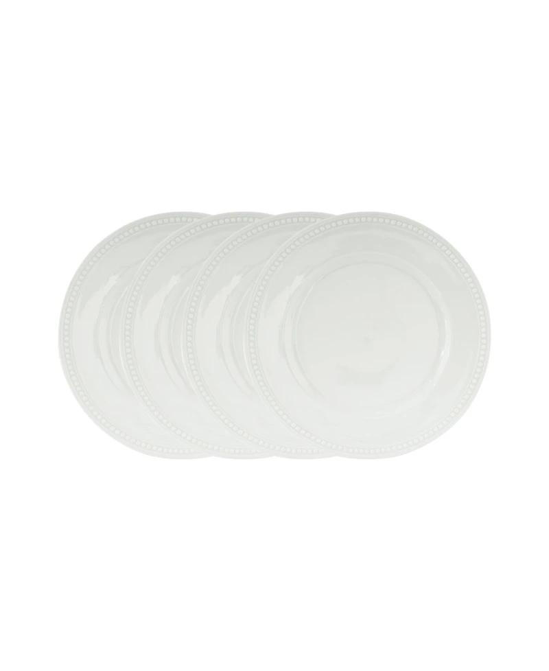 Fitz and Floyd Everyday Whiteware Beaded Dinner Plate 4 Piece Set