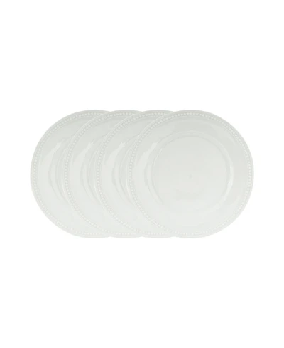 Fitz and Floyd Everyday Whiteware Beaded Dinner Plate 4 Piece Set