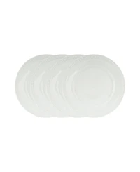 Fitz and Floyd Everyday Whiteware Beaded Dinner Plate 4 Piece Set