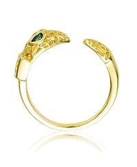 Ra 14K Gold Plated Green Cubic Zirconia Modern Ring
