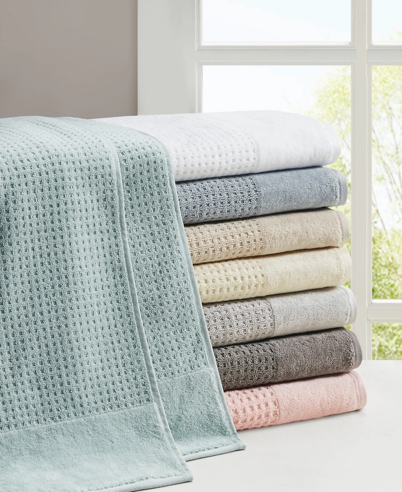 Madison Park Spa Waffle Jacquard Luxury Combed Cotton 6-Pc. Bath Towel Set