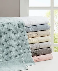 Madison Park Spa Waffle Jacquard Luxury Combed Cotton 6-Pc. Bath Towel Set