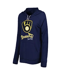 Women's Touch Navy Milwaukee Brewers Pre-Game Raglan Pullover Hoodie