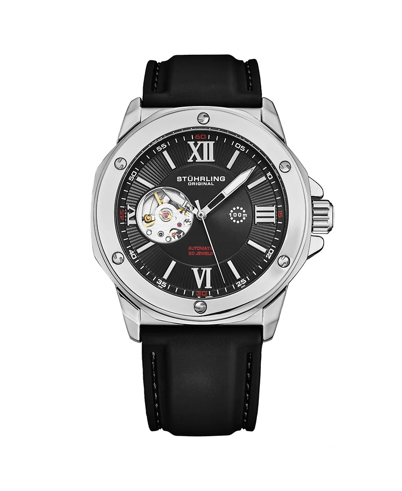 Stuhrling Edwardian 4018 Men s Automatic Skeleton Watch – 44mm Stainless Steel Case, Skeleton Dial
