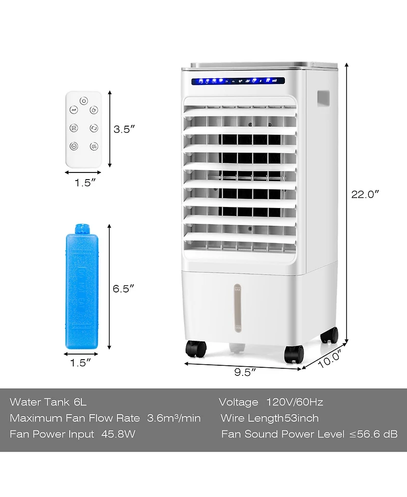 3-in-1 Evaporative Air Cooler Portable Air Cooling Fan w/ Fan & Humidifier