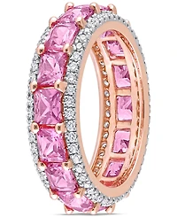 Pink Sapphire (5-5/8 ct. t.w.) & Diamond (5/8 ct. t.w.) Eternity Band in 14k Rose Gold