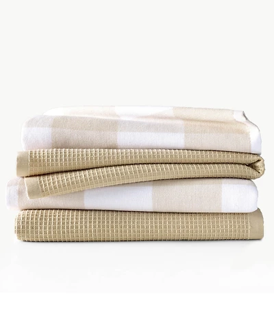 Jackson Plaid Waffle Weave Kitchen Towel, Set of 4