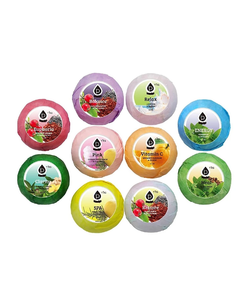 Pursonic Bath Bombs Gift Set- Handmade, Natural and Organic Ingredients, 10 Count