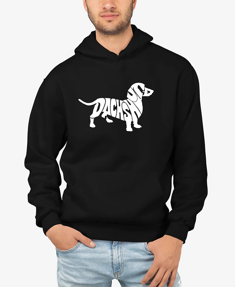 La Pop Art Men's Word Dachshund Long Sleeve Hooded Sweatshirt