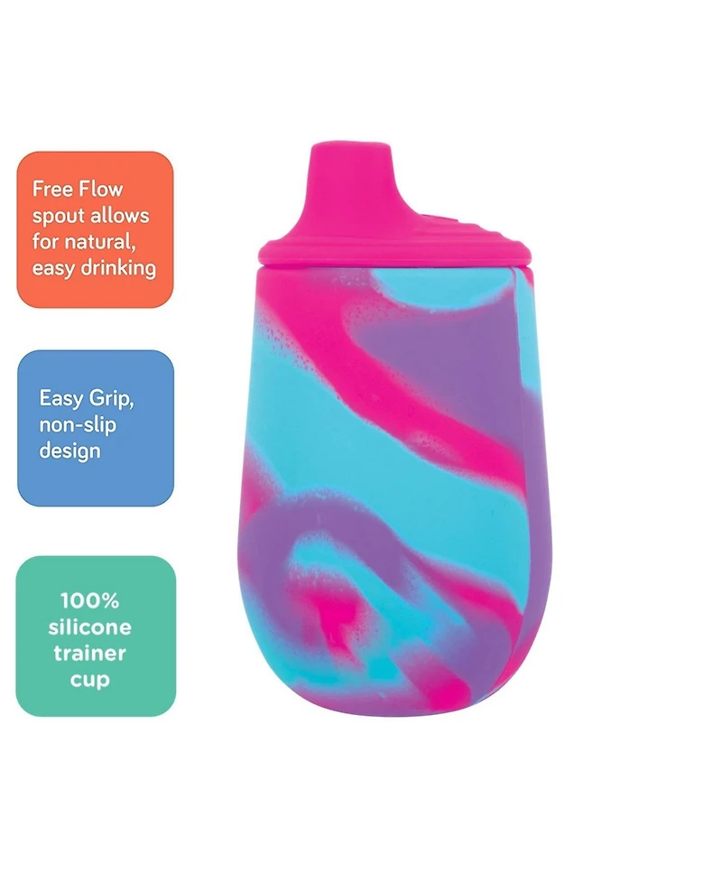 Nuby Silicone Tie-dye Baby First Training Cup, 6oz, Pink/Purple