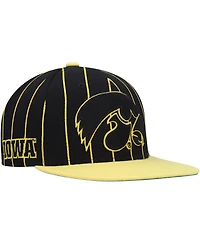 Men's Mitchell & Ness Black Iowa Hawkeyes Team Pinstripe Snapback Hat