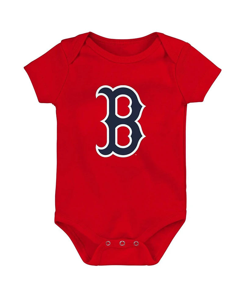 Newborn and Infant Boys and Girls Red, White, Heather Gray Boston Red Sox Biggest Little Fan 3-Pack Bodysuit Set