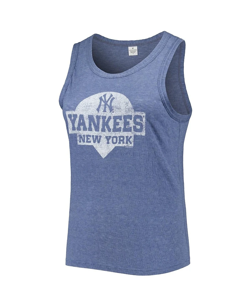 Women's Soft As A Grape Navy New York Yankees Plus Size High Neck Tri-Blend Tank Top