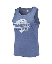 Women's Soft As A Grape Navy New York Yankees Plus Size High Neck Tri-Blend Tank Top