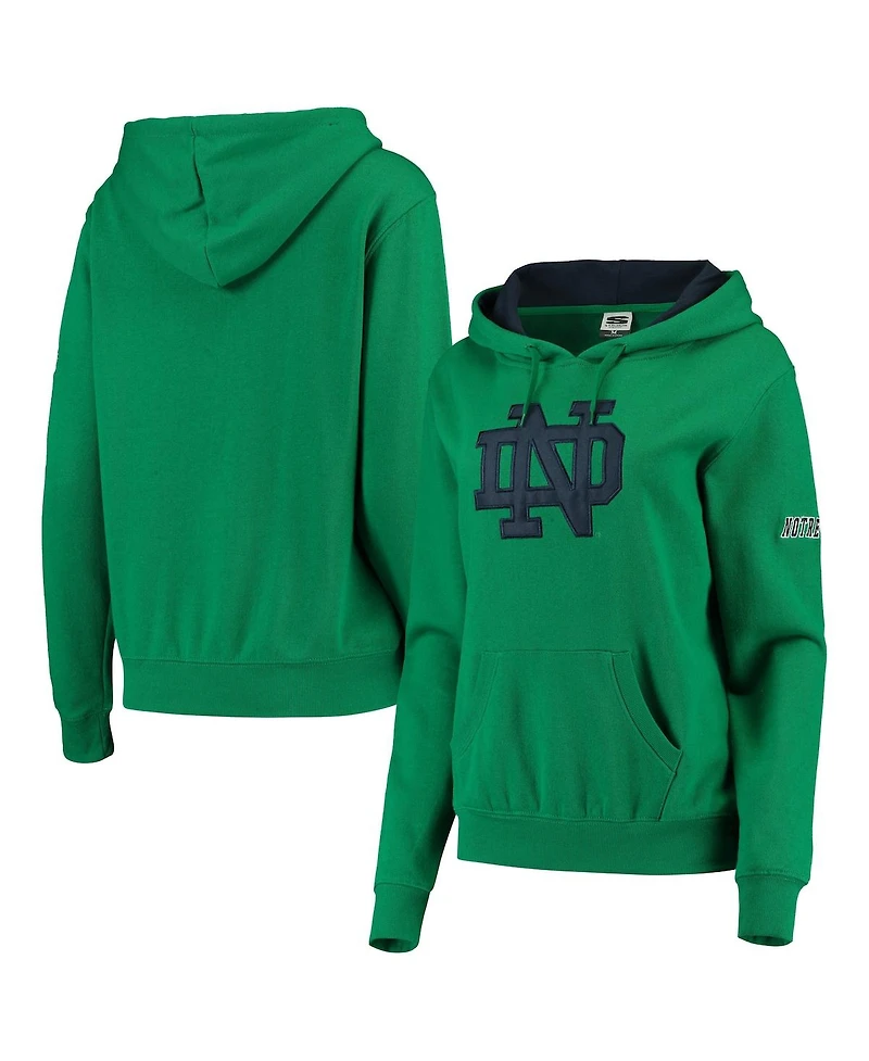 Women's Stadium Athletic Kelly Green Notre Dame Fighting Irish Big Logo Pullover Hoodie