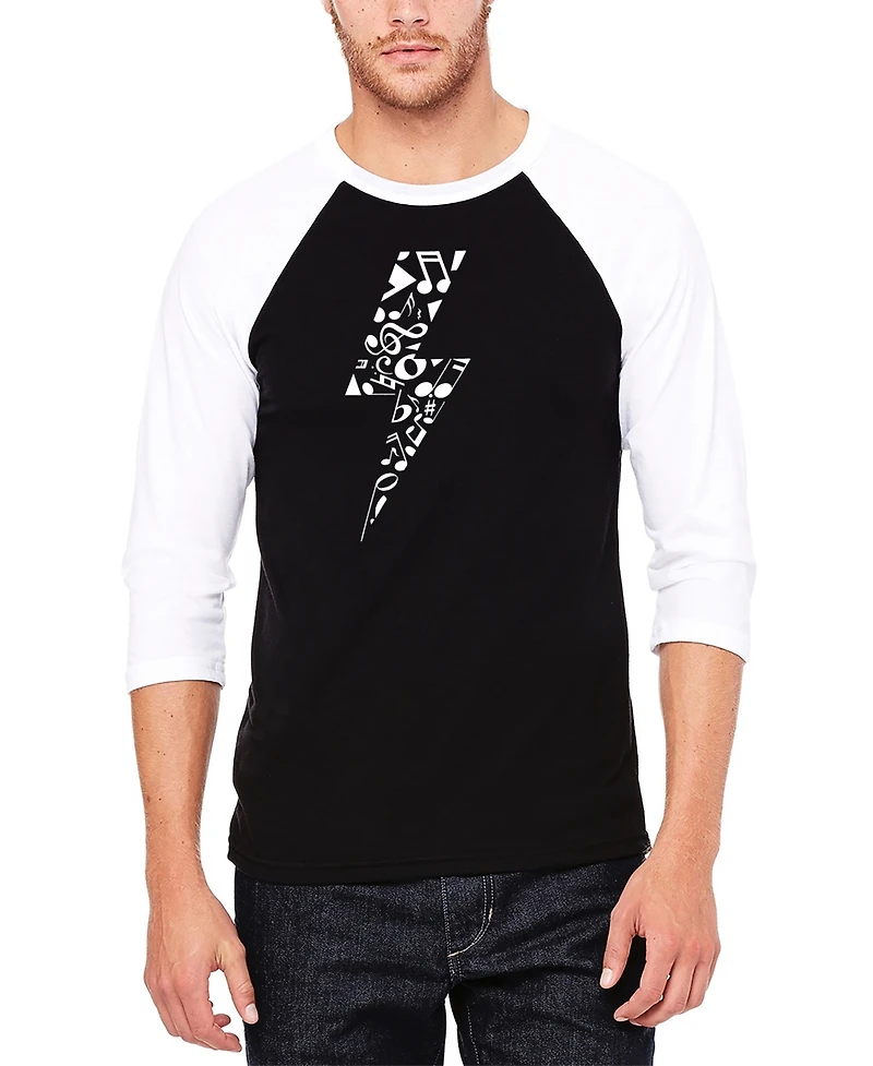 La Pop Art Men's Raglan Sleeves Lightning Bolt Baseball Word T-shirt